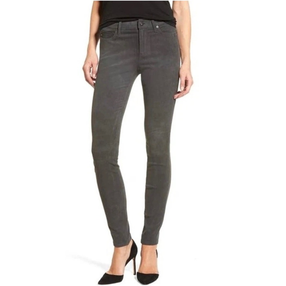 AG Womens The Legging 100% Lamb Leather Pants Grey 28